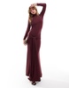 Bardot tie front maxi dress in plum