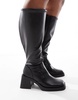 ASOS DESIGN Curve Charlotte heeled knee boots in black