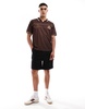 Cotton On oversized athletic polo t-shirt with graphics in brown