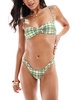 Motel farida tartan high leg bikini bottom in green