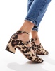 ASOS DESIGN Socco mid block heeled mary jane shoes in leopard