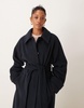 ASOS DESIGN brushed formal top collar longline coat in navy