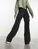 Cotton On corduroy cargo wide leg jeans in dark ash