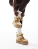 ASOS DESIGN Alpine shearling lace up snow boots in beige