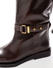 ASOS EDITION premium leather over the knee riding boots in brown