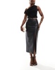 Bardot faux leather midi skirt in black