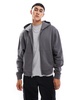 ASOS DESIGN essential boxy oversized zip through hoodie in charcoal