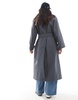 ASOS DESIGN Petite funnel neck oversized longline trench coat in navy