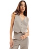 Mango thin pinstripe vest in light gray - part of a set