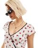 Motel ditsy rose print wrap detail mini dress in white