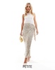 Never Fully Dressed Petite Jaspre midaxi skirt in silver sequin