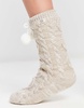 UGG Pom fleece lined socks in stone