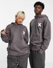 COLLUSION Unisex logo hoodie in dark gray