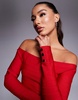 River Island ribbed off the shoulder top in dark red