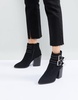 RAID Black Studded Buckle Heeled Ankle Boots