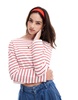 Cotton On long sleeve boat neck crop top in red stripe