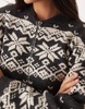 ASOS DESIGN knit collar zip through cardigan with Fairisle pattern in charcoal and cream