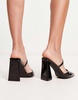 RAID Nima backless heeled shoes in black patent