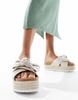 ASOS DESIGN Thankful bow detail flatform sandals in natural fabrication