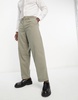 New Look relaxed pleat front pants in khaki