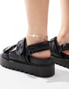 ASOS DESIGN Wide Fit Forecast sporty dad sandals in black