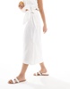 Mango wrap front linen skirt in white