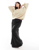 COLLUSION Plus satin slip maxi skirt in black