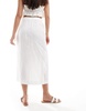 Mango wrap front linen skirt in white