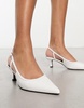 ASOS DESIGN Wide Fit Strut slingback kitten heeled shoes in white