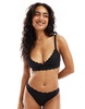 Brave Soul jersey scalloped detail triangle bra in black