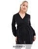 Mamalicious Maternity floaty wrap blouse in black