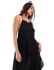 AllSaints Iris midi beach dress in black