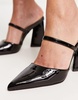 RAID Nima backless heeled shoes in black patent