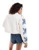 Free People quinn quilted patch insert denim jacket in off white