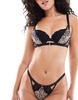 Ann Summers Rapturous padded plunge bra with gold hardware in animal print