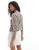 Mango leopard print cardigan in brown