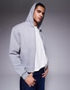 ASOS DESIGN premium heavyweight boxy oversized zip through hoodie 400gsm in gray heather