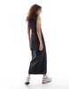 COLLUSION iconic buckle detail denim maxi dress in washed black