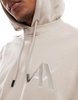 Armani Exchange contrast chest logo hoodie in beige