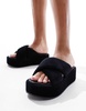 ASOS DESIGN Thunder padded cross strap flatform sandals in black