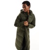 French Connection long length hooded padded jacket in khaki