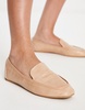 Raid Elina square toe flat shoes in beige croc