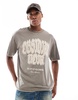 ADPT oversized t-shirt with gothic chest print in brown wash