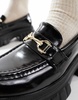 ASOS DESIGN Wide Fit Magnus chunky loafers in black patent