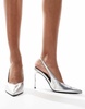 ASOS DESIGN Panther pointed slingback high heeled pumps in silver