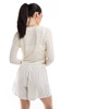 Vila crochet stretch tie front cardigan in cream