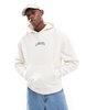 ASOS DESIGN boxy oversized hoodie with front and back print in stone