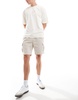 Brave Soul corduroy cargo shorts in off white