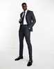 New Look skinny suit jacket in gray & blue check