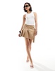 Mango belted mini skirt in brown